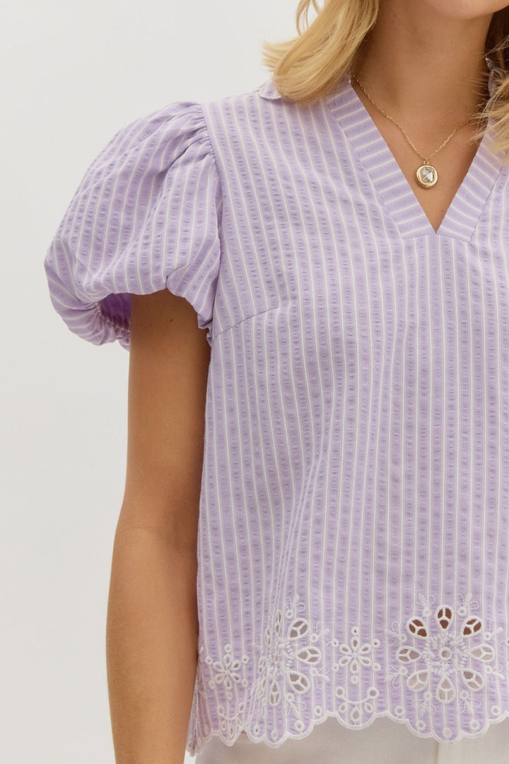 Lilac Pinstripe Top
