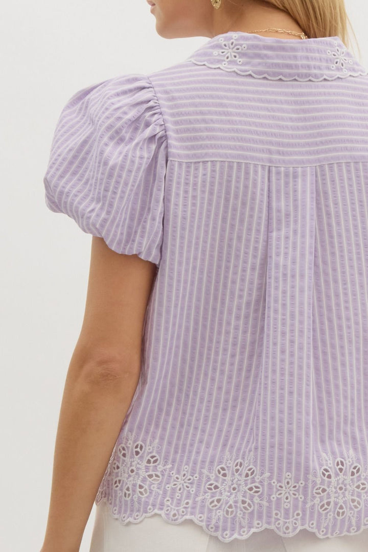 Lilac Pinstripe Top