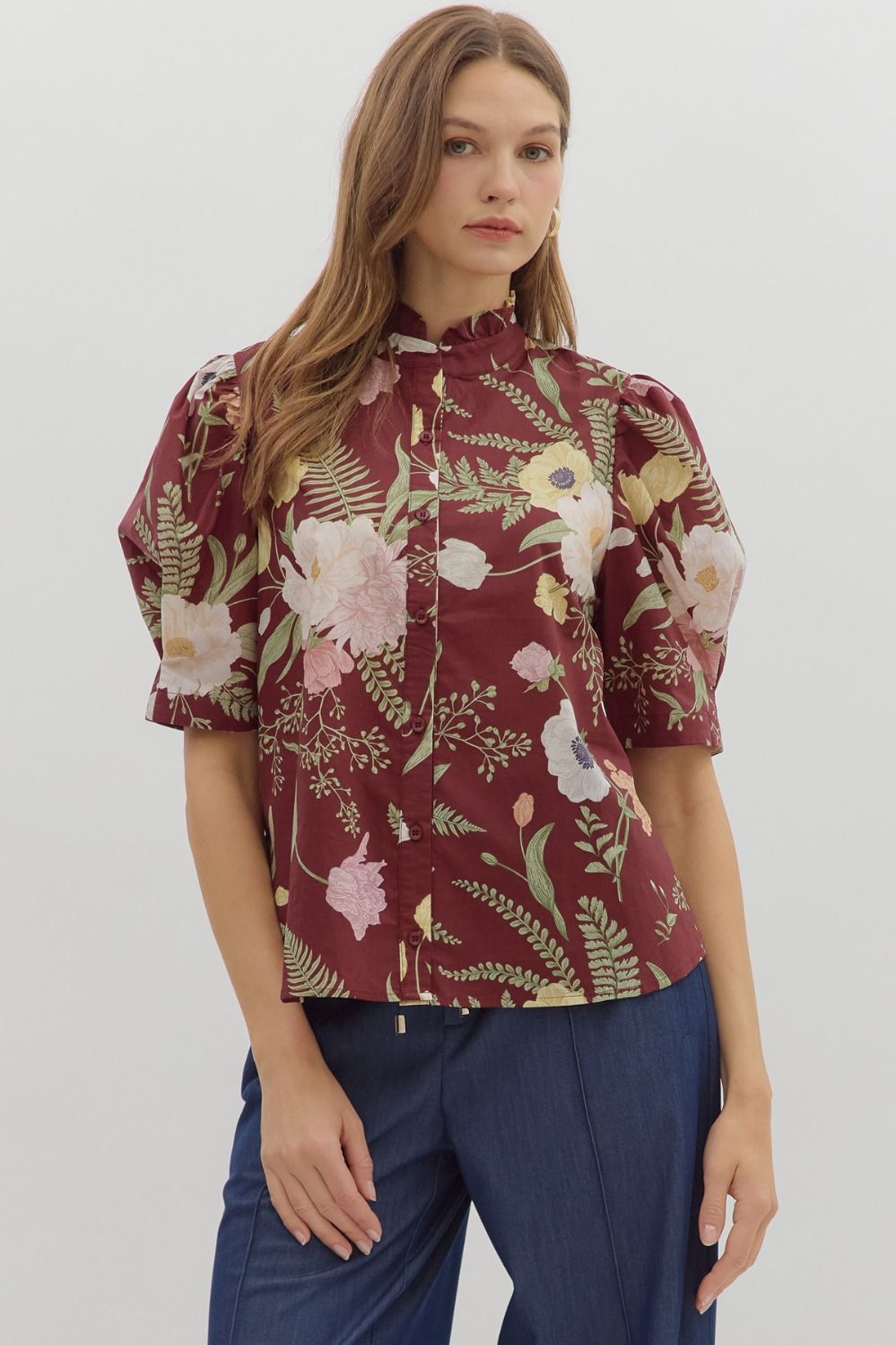 Merlot Floral Top