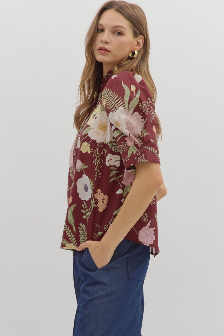Merlot Floral Top