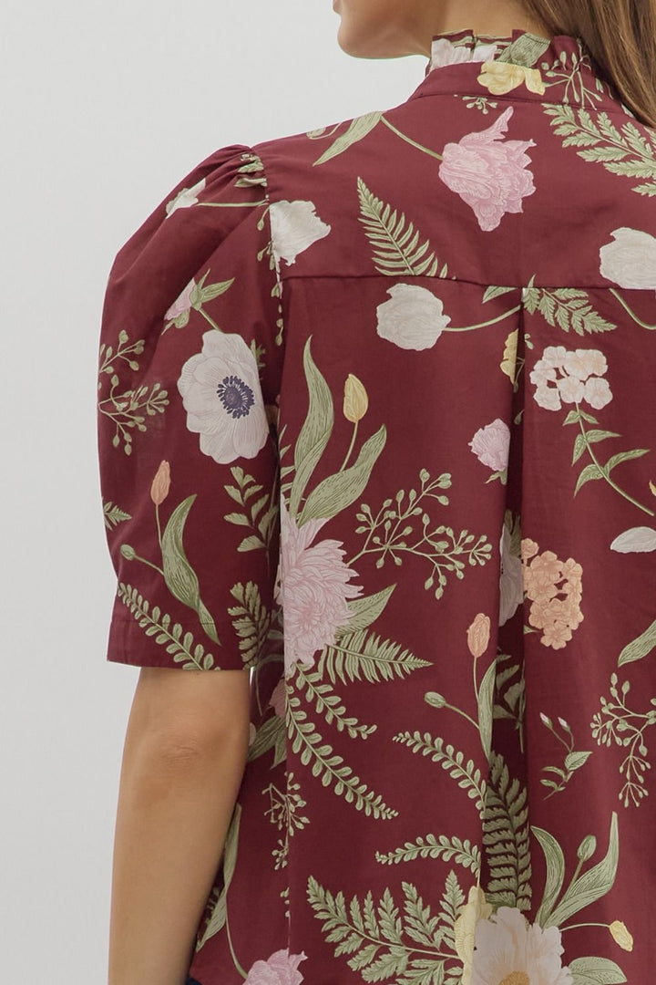 Merlot Floral Top