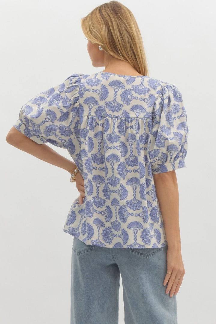 Blue Fan Top