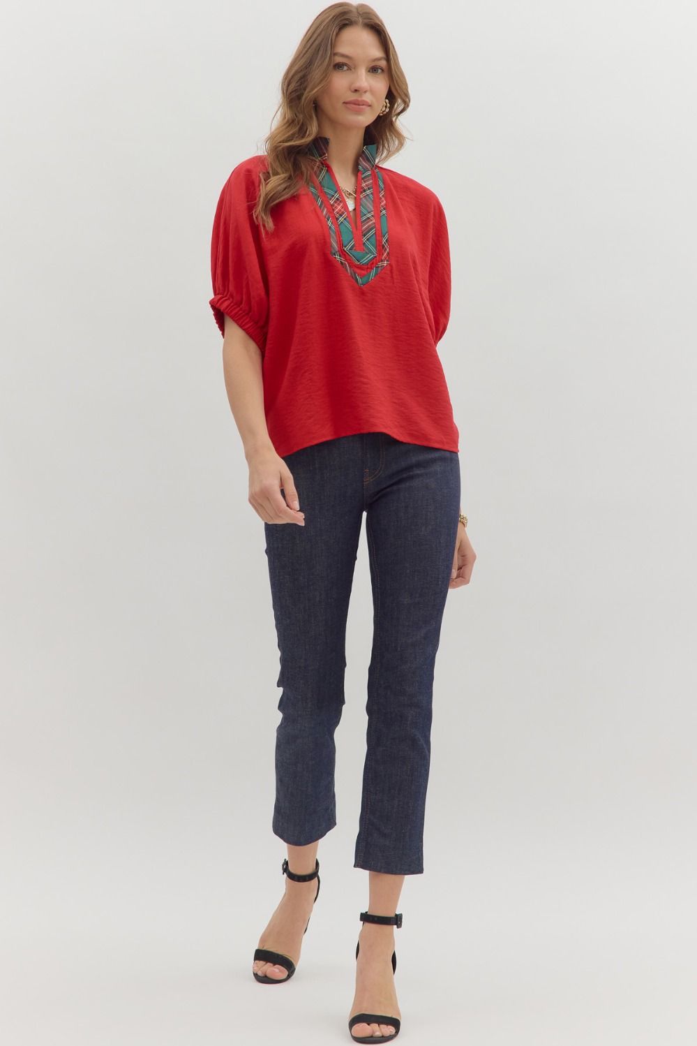 Plaid Collar Top