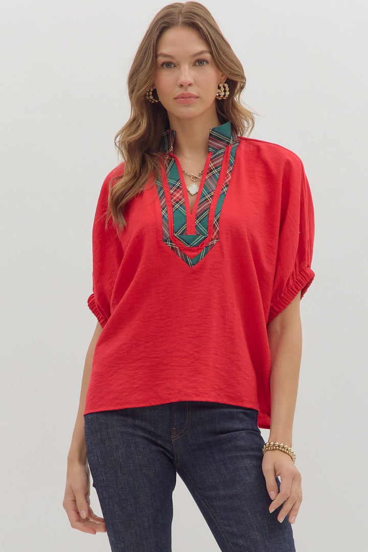 Plaid Collar Top