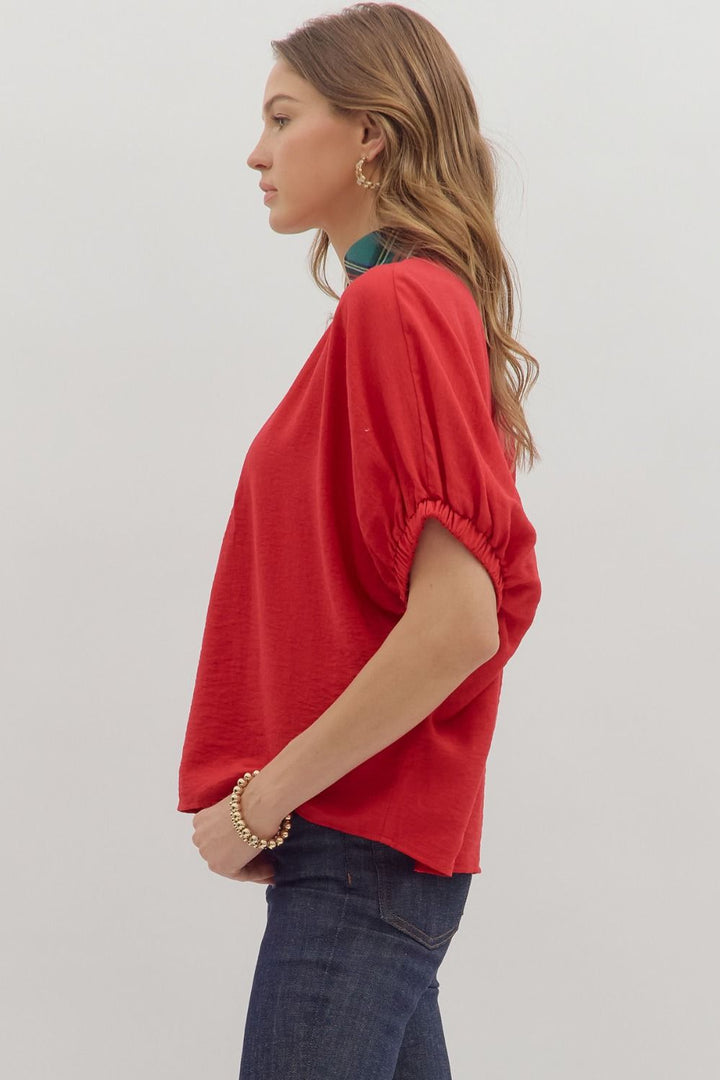 Plaid Collar Top