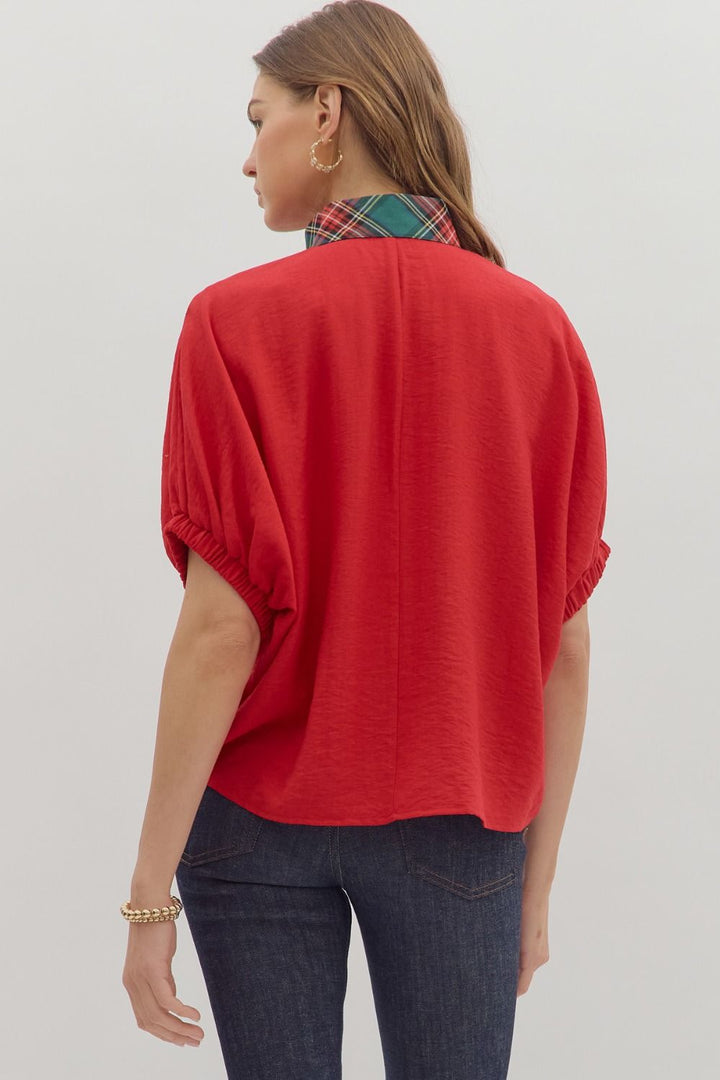 Plaid Collar Top