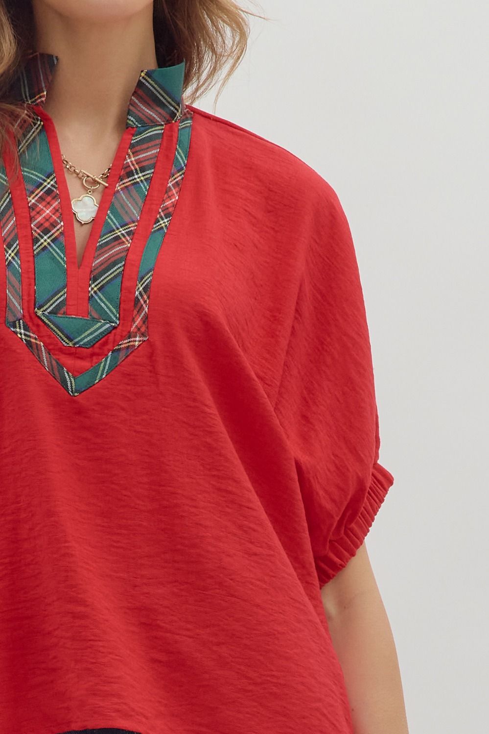 Plaid Collar Top