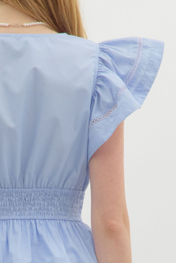 Chambray Flutter Sleeve Top