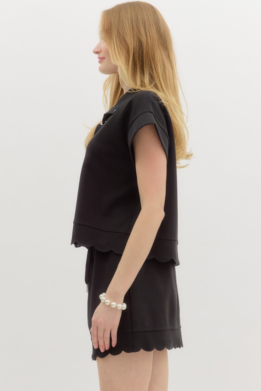 Scalloped Jersey Pullover