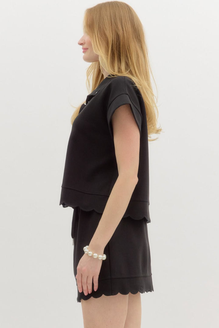 Scalloped Jersey Pullover