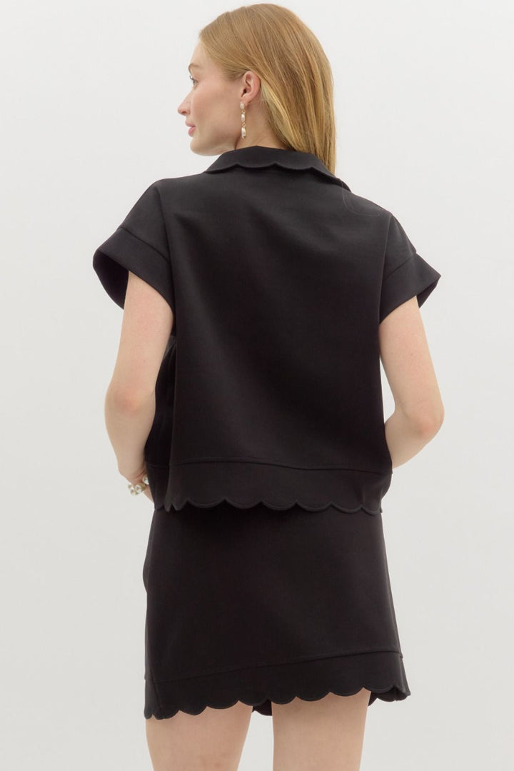 Scalloped Jersey Pullover