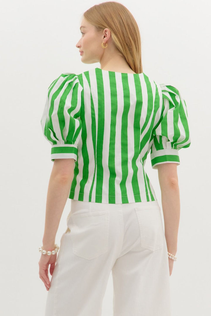 Striped Puff Sleeve Top