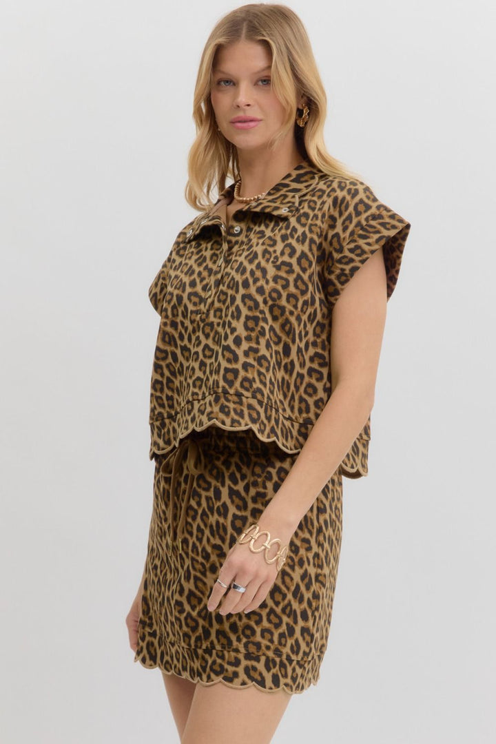 Scalloped Leopard Top