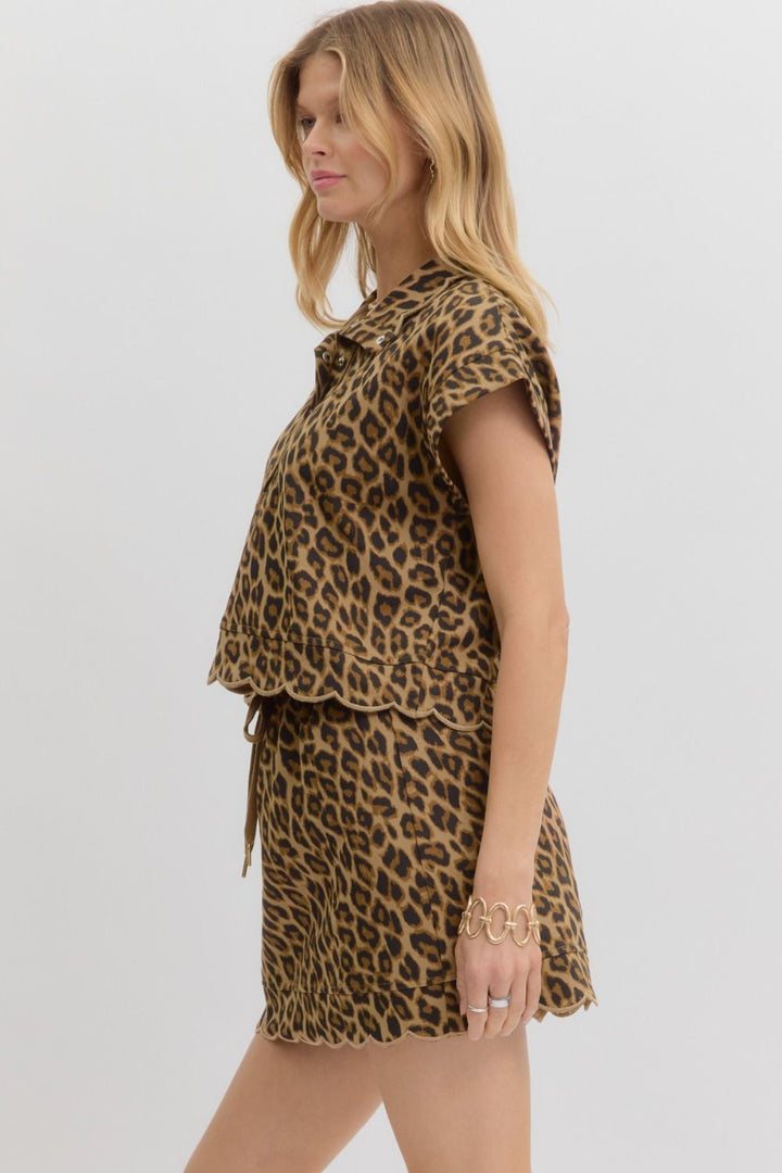 Scalloped Leopard Top