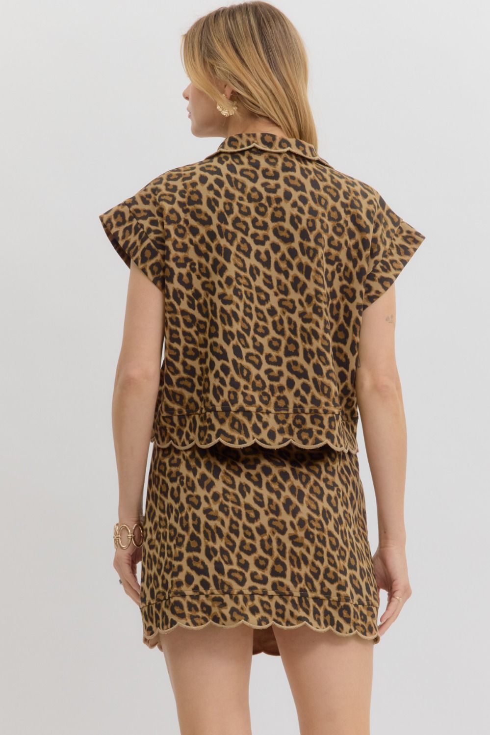 Scalloped Leopard Top
