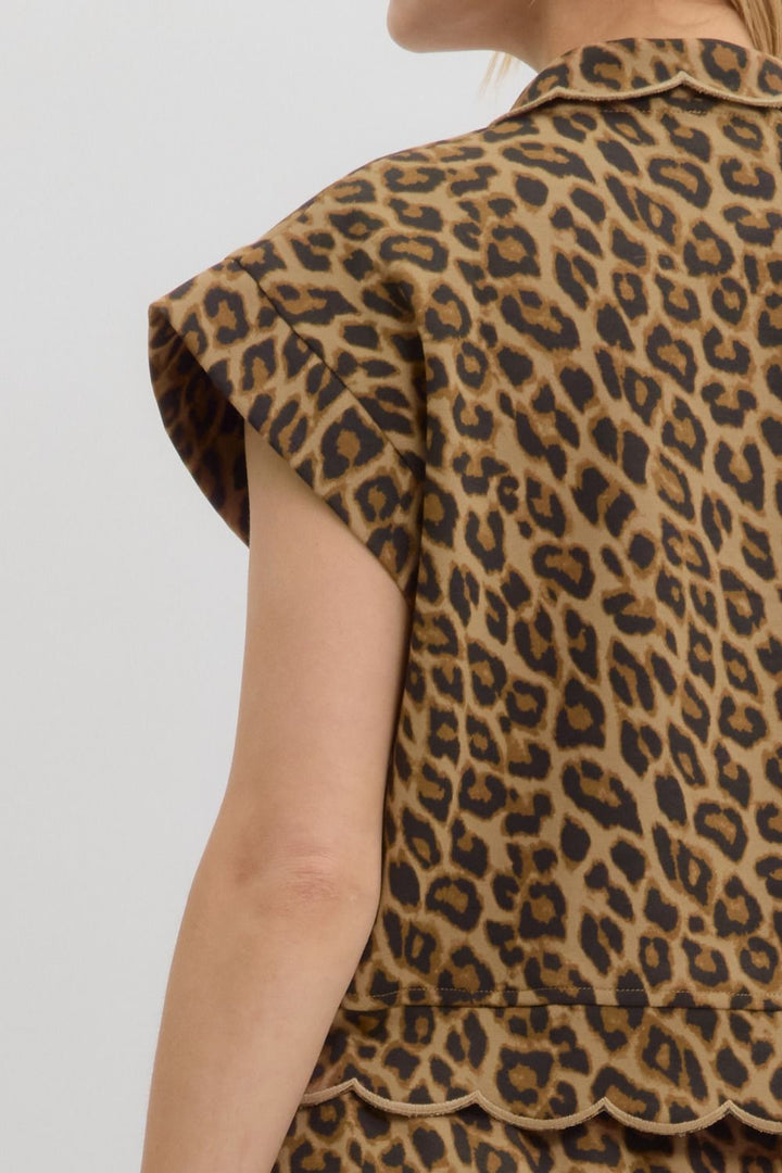 Scalloped Leopard Top