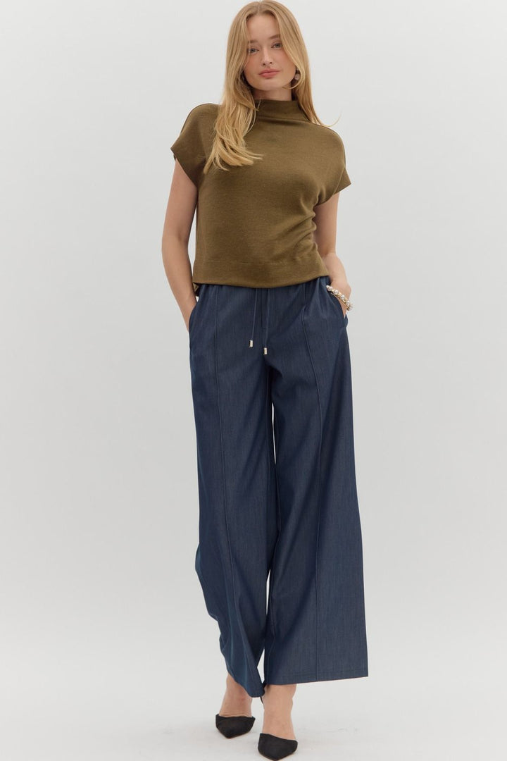 Olive Mock Neck Top