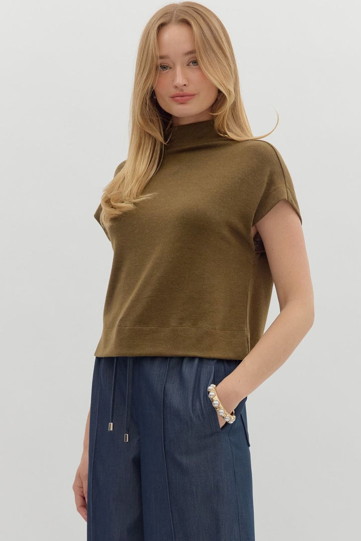 Olive Mock Neck Top