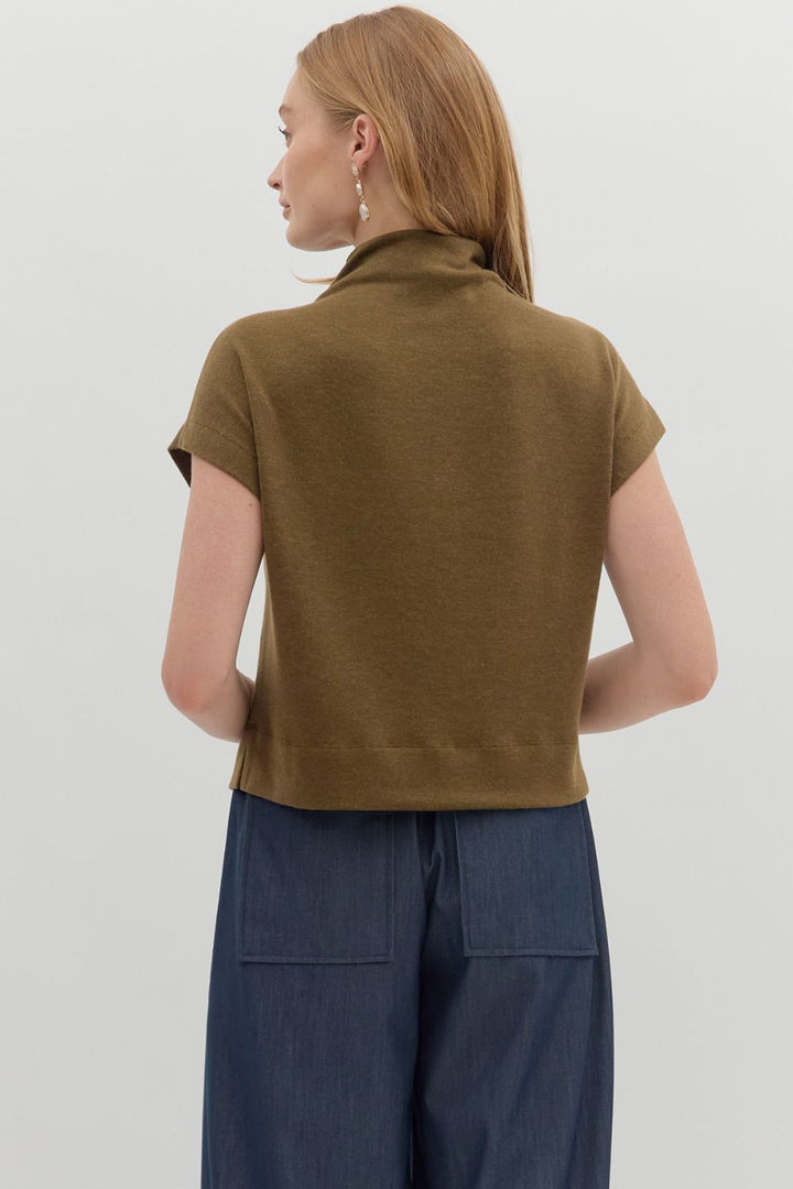 Olive Mock Neck Top