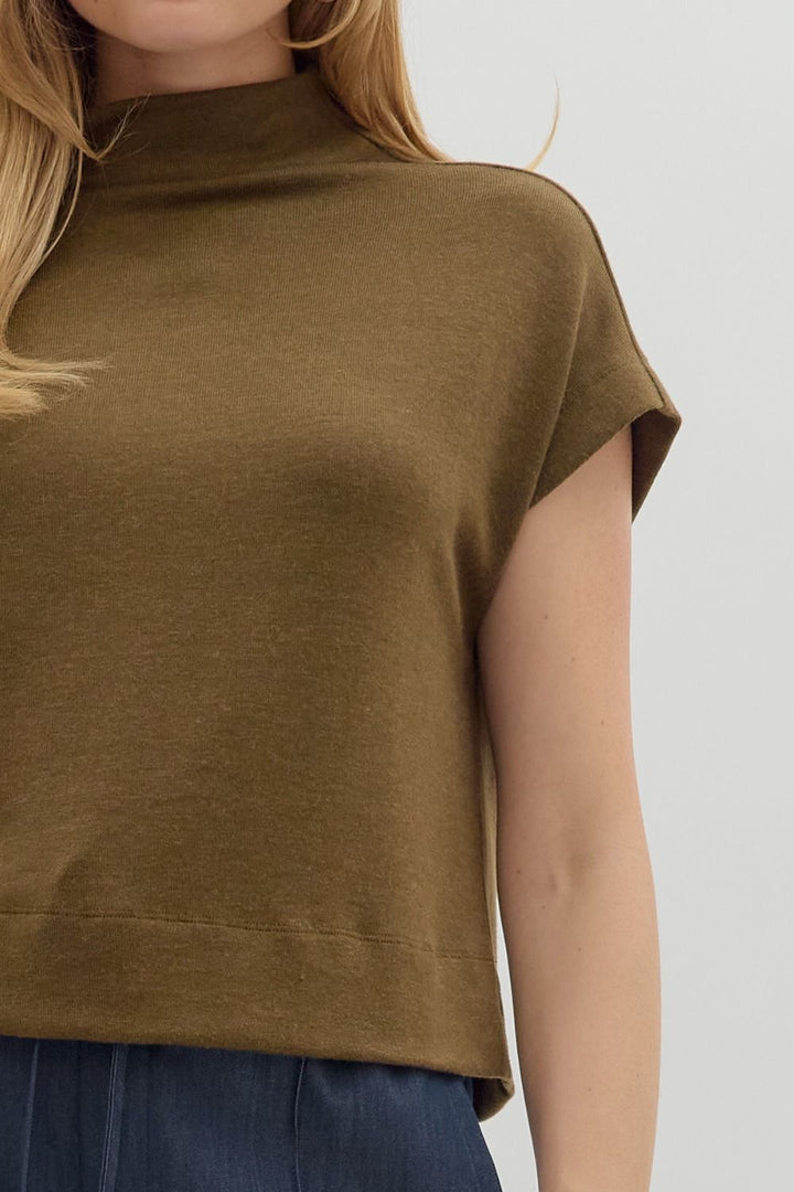 Olive Mock Neck Top
