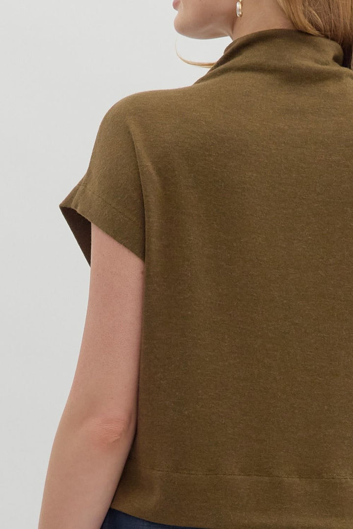 Olive Mock Neck Top