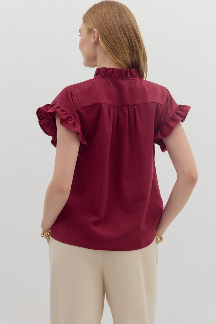 Crimson Ruffle Top