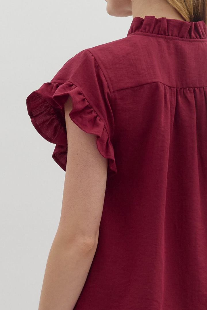 Crimson Ruffle Top