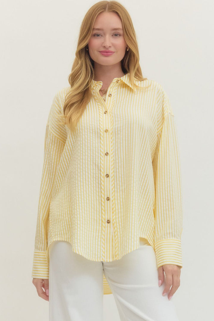 Yellow Stripe Long Sleeve Top