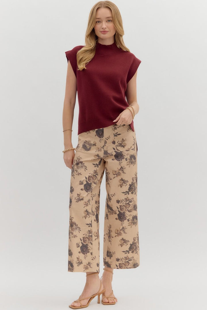 Wine Mock Neck Sweater