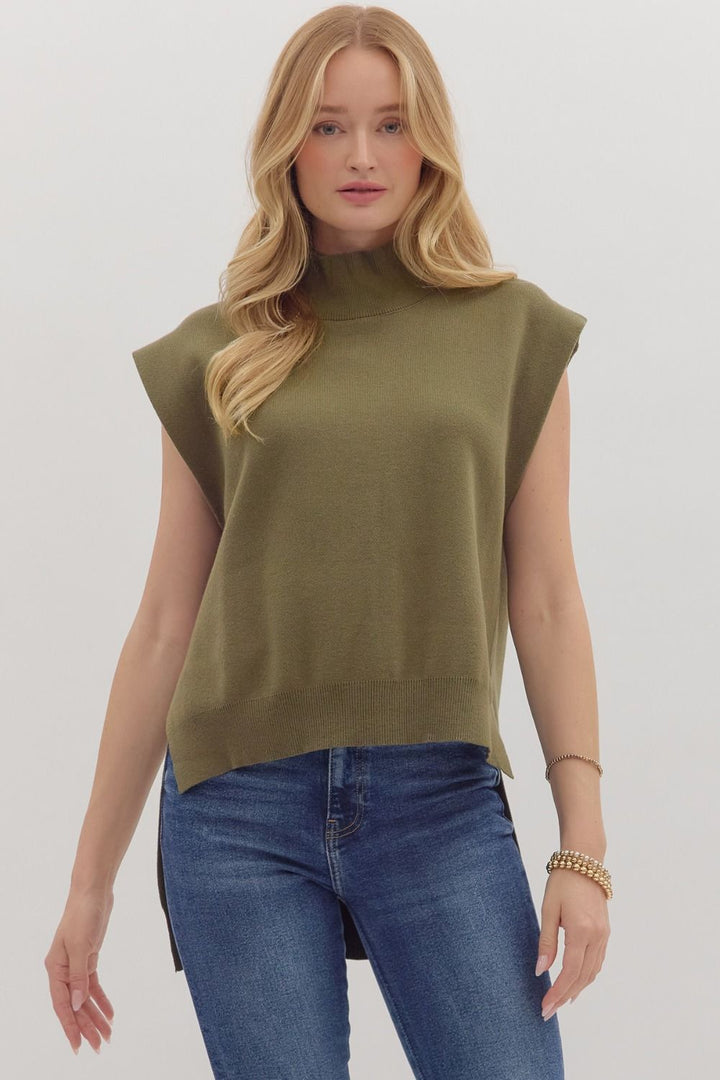 Olive Mock Neck Sweater