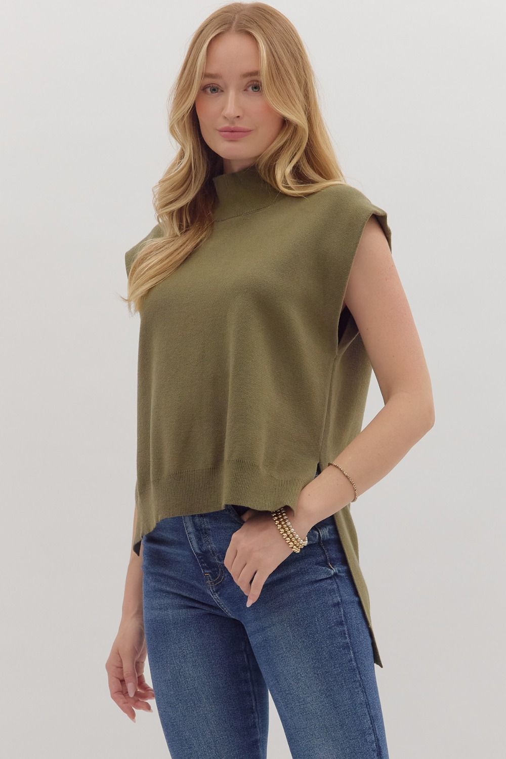 Olive Mock Neck Sweater