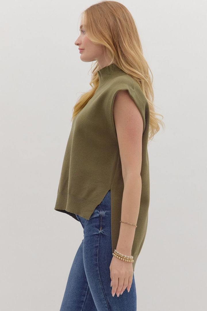 Olive Mock Neck Sweater