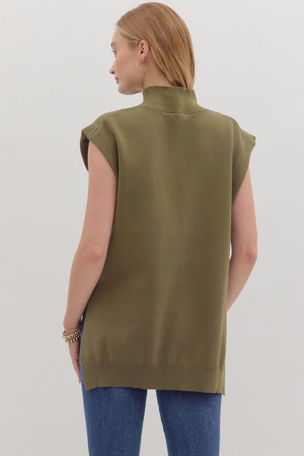 Olive Mock Neck Sweater