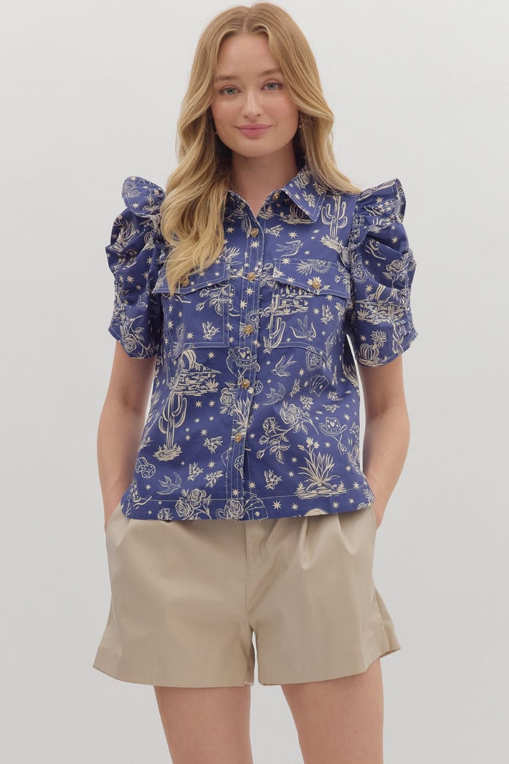 The Western Print Button Down