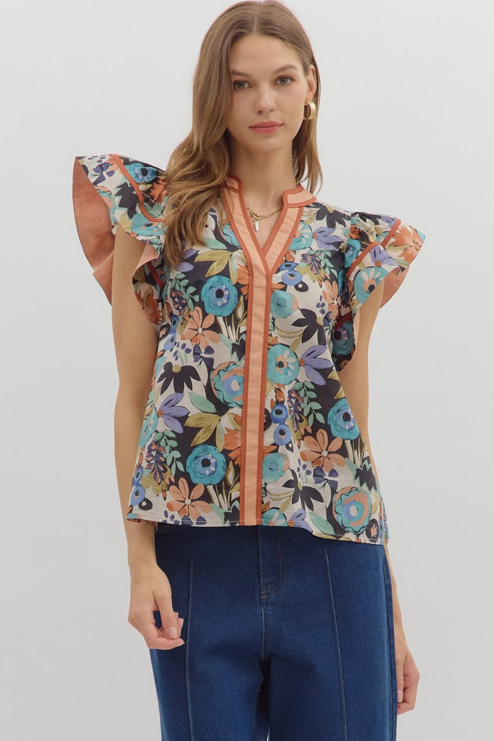 Cinammon Floral Top