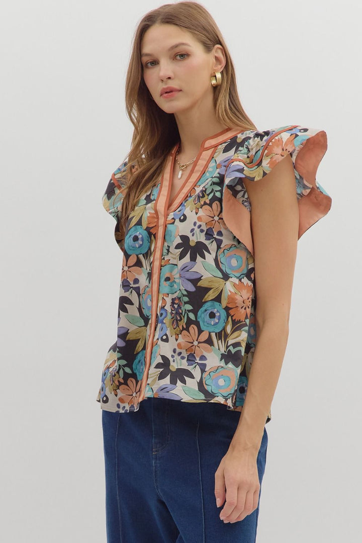 Cinammon Floral Top