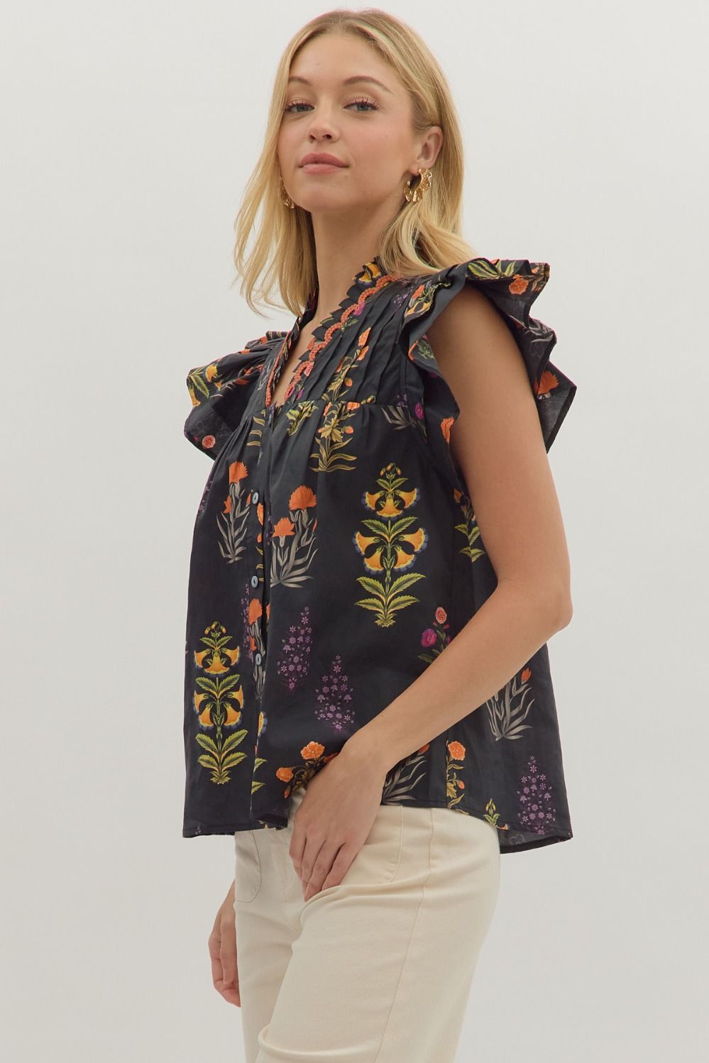 Botanical Flutter Sleeve Top