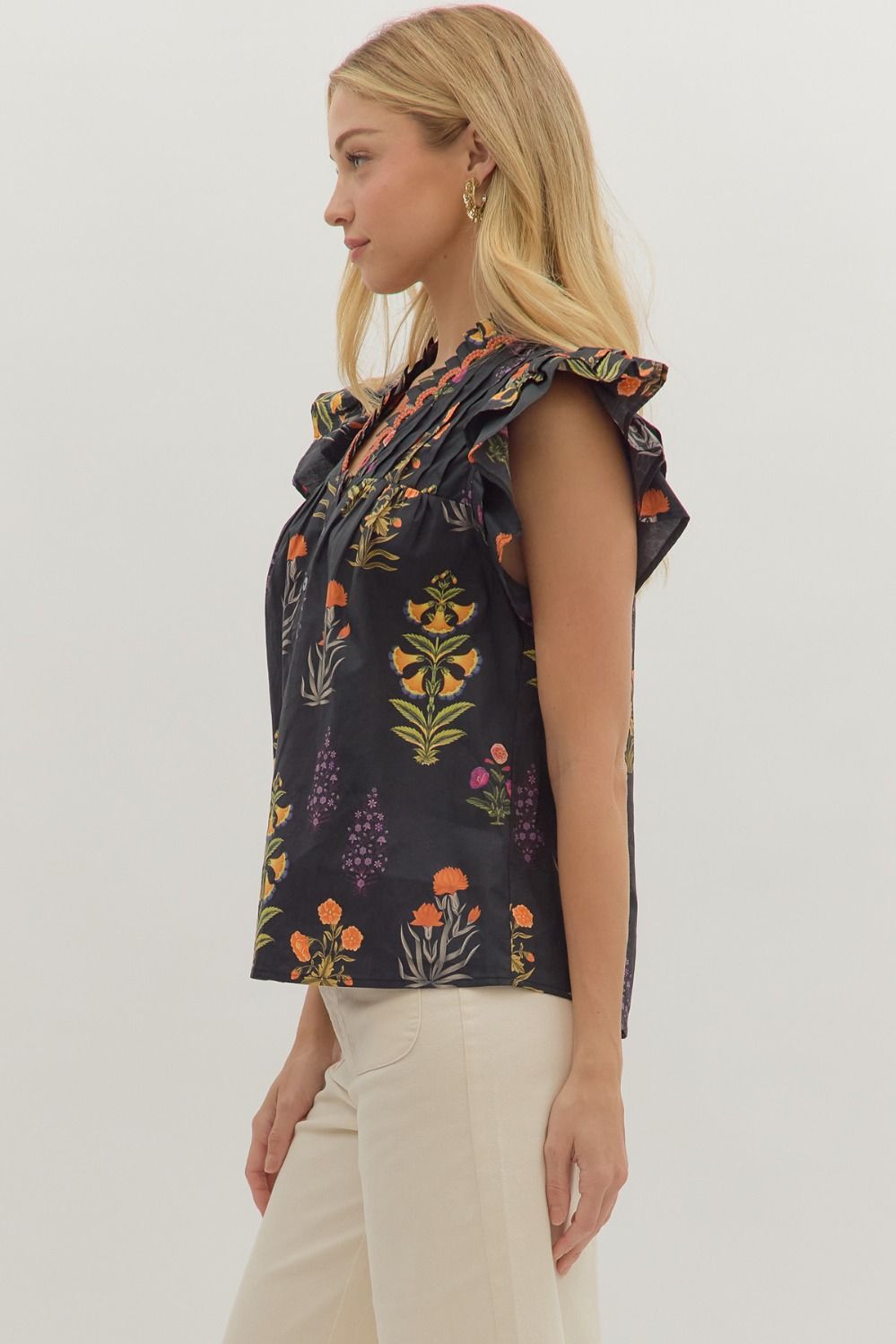 Botanical Flutter Sleeve Top