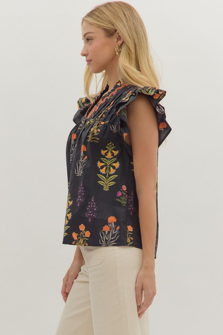 Botanical Flutter Sleeve Top