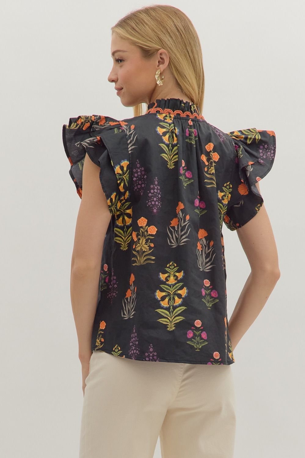 Botanical Flutter Sleeve Top