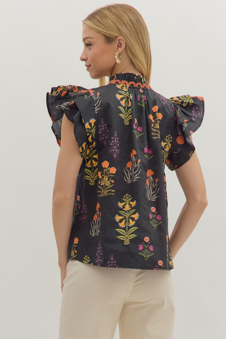 Botanical Flutter Sleeve Top