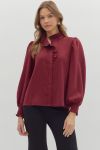Ruffle Accented Collar Top