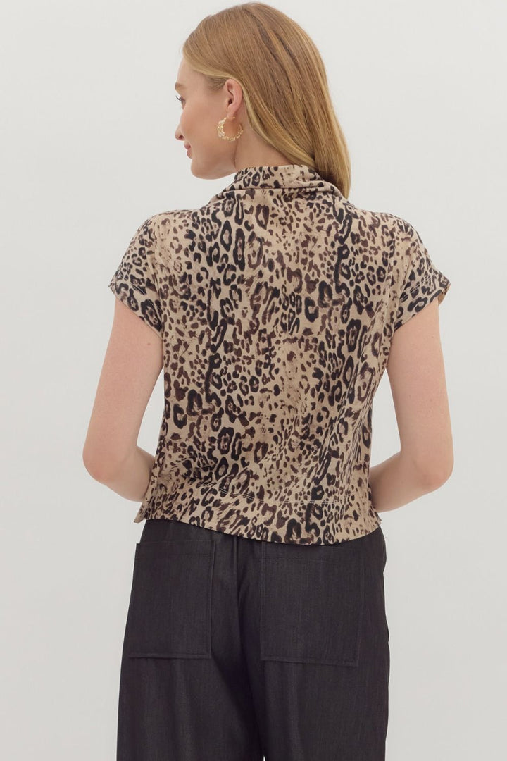 Leopard Mock Neck Top