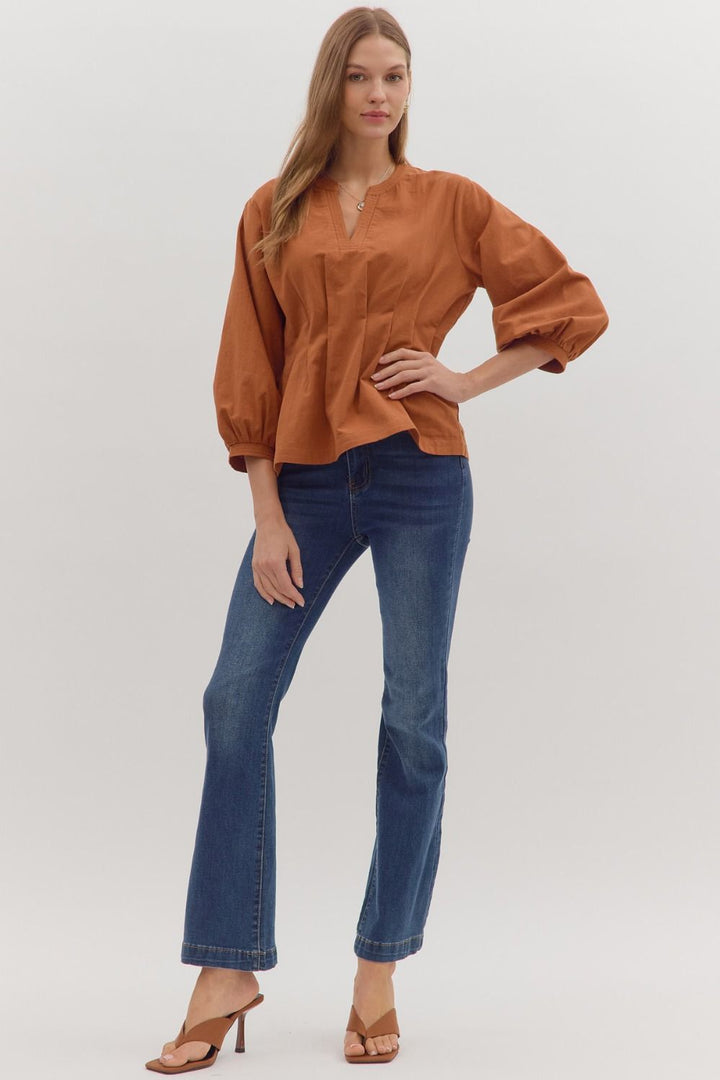 Caramel Pintuck Top