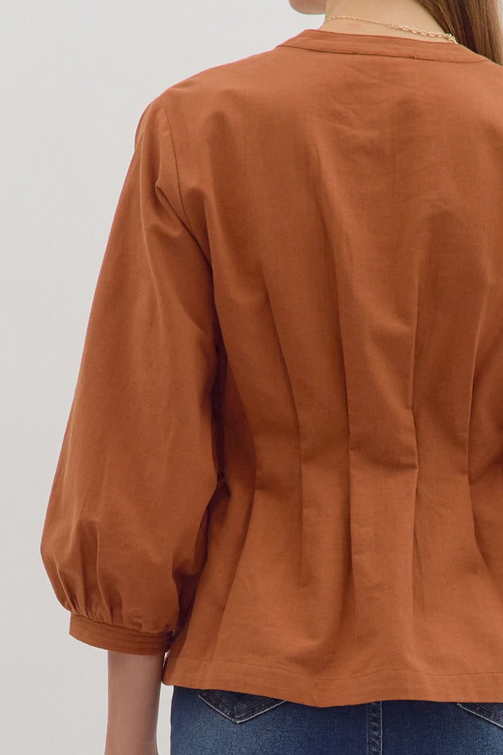 Caramel Pintuck Top