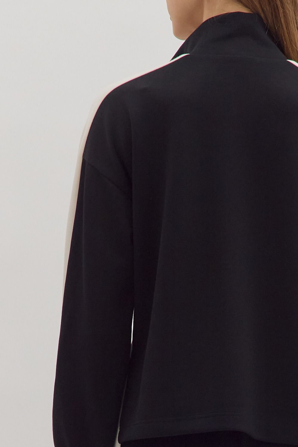 Black Contrast Knit Top
