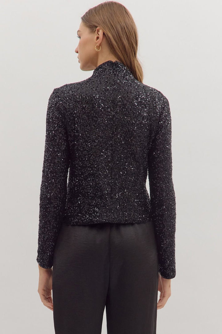 Sequin Mock Neck Top