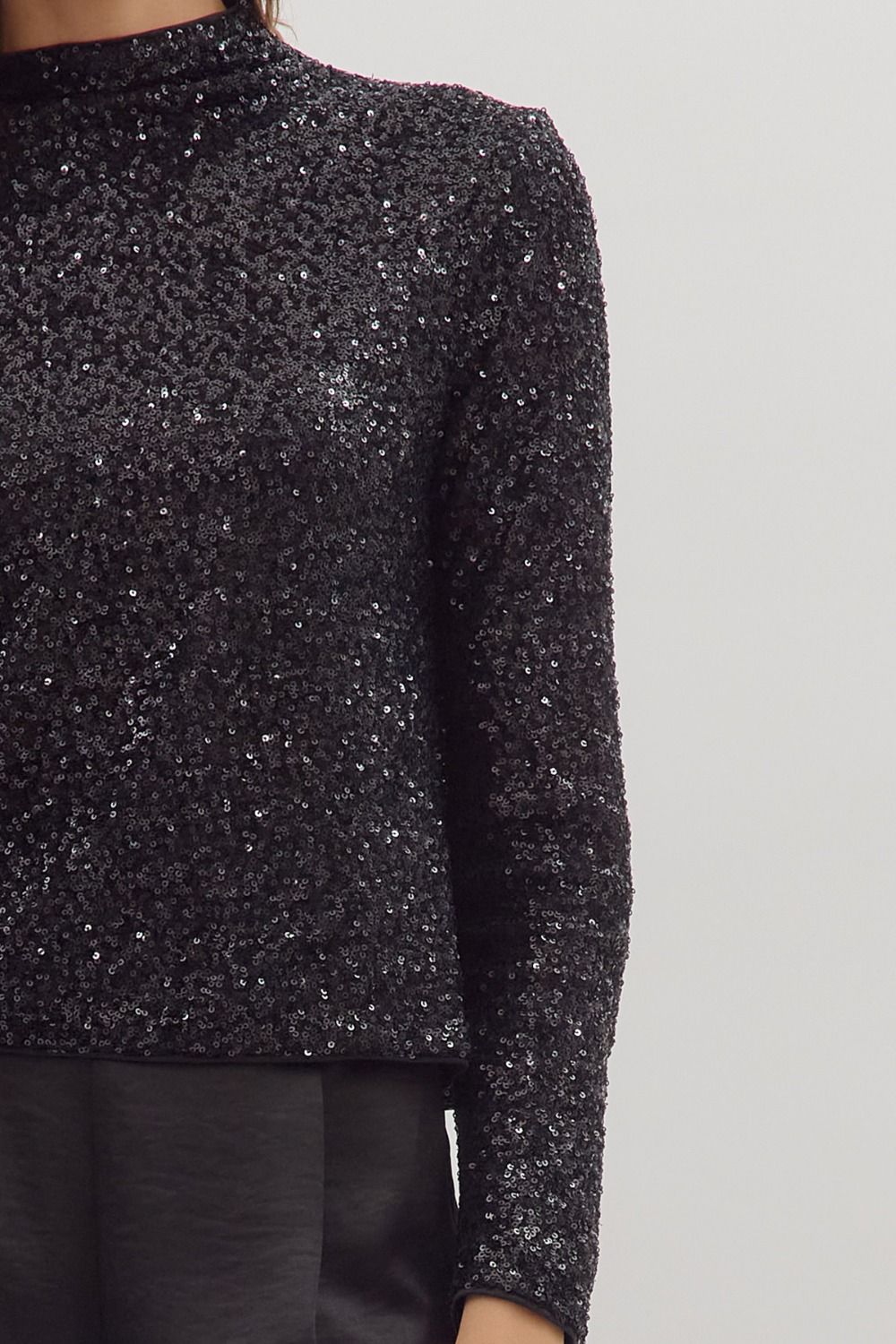 Sequin Mock Neck Top