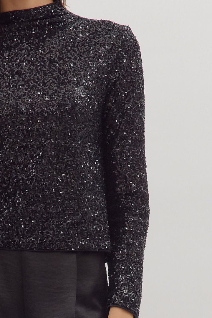 Sequin Mock Neck Top