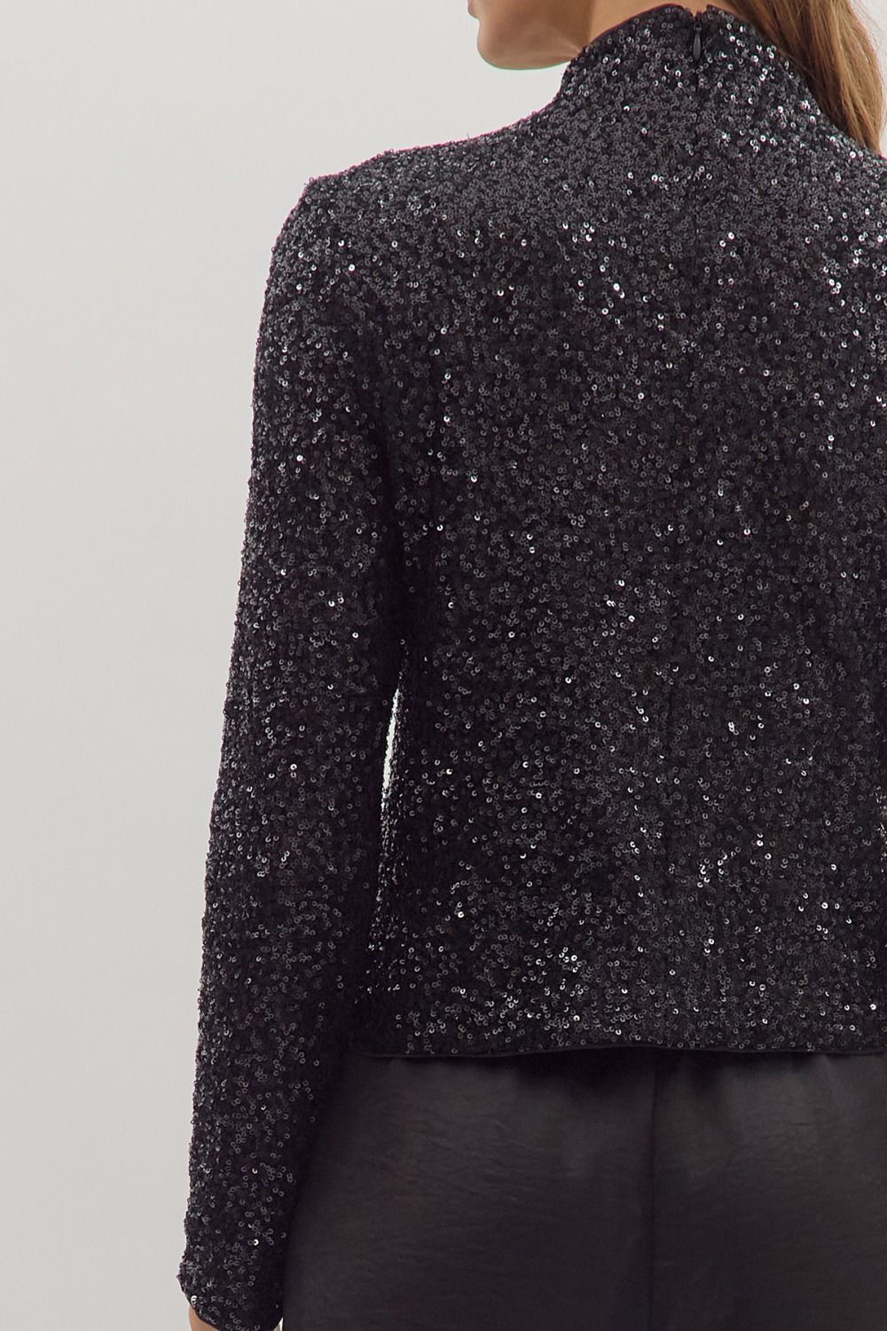 Sequin Mock Neck Top